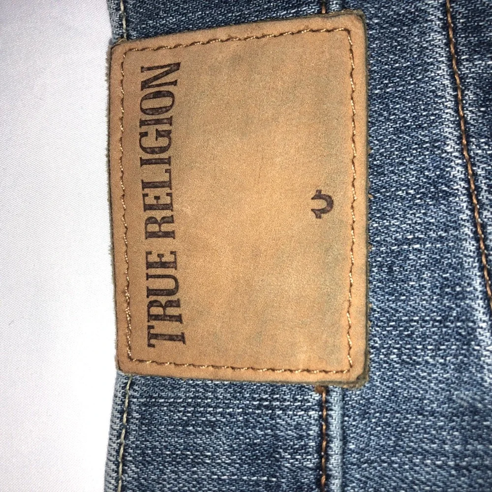 True Religion Ricky Relaxed Straight Leg Jeans Mens 34 Dark Wash Blue Denim USA